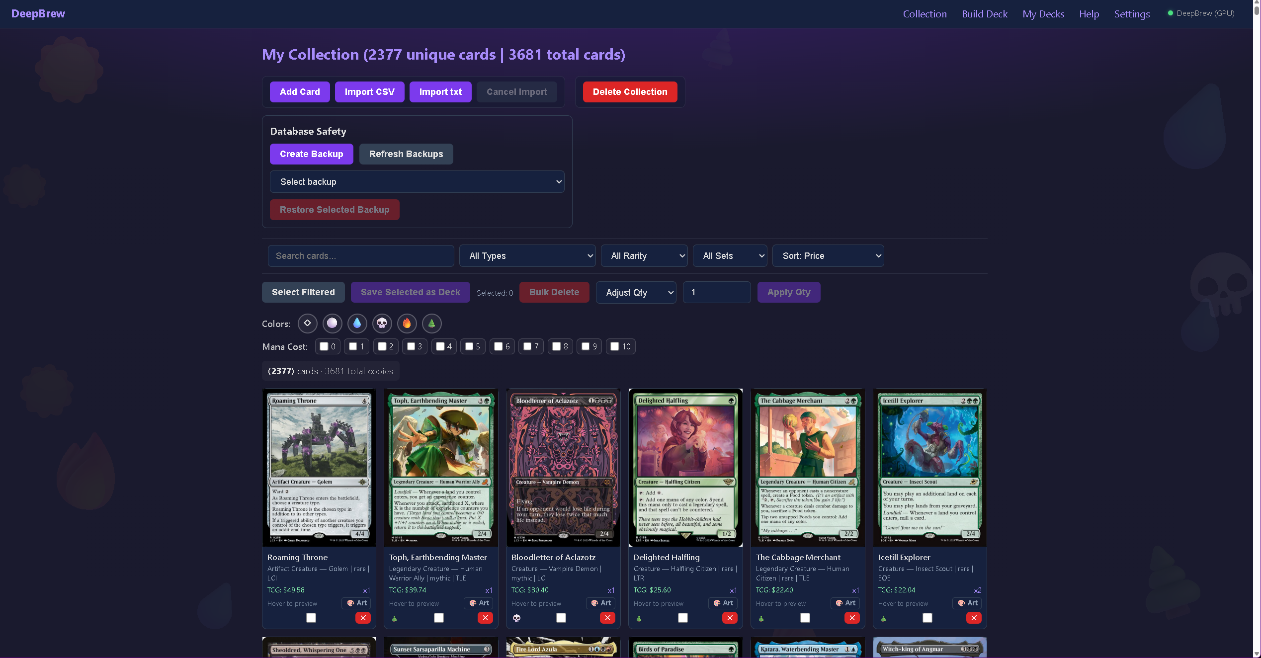 DeepBrew Collection page