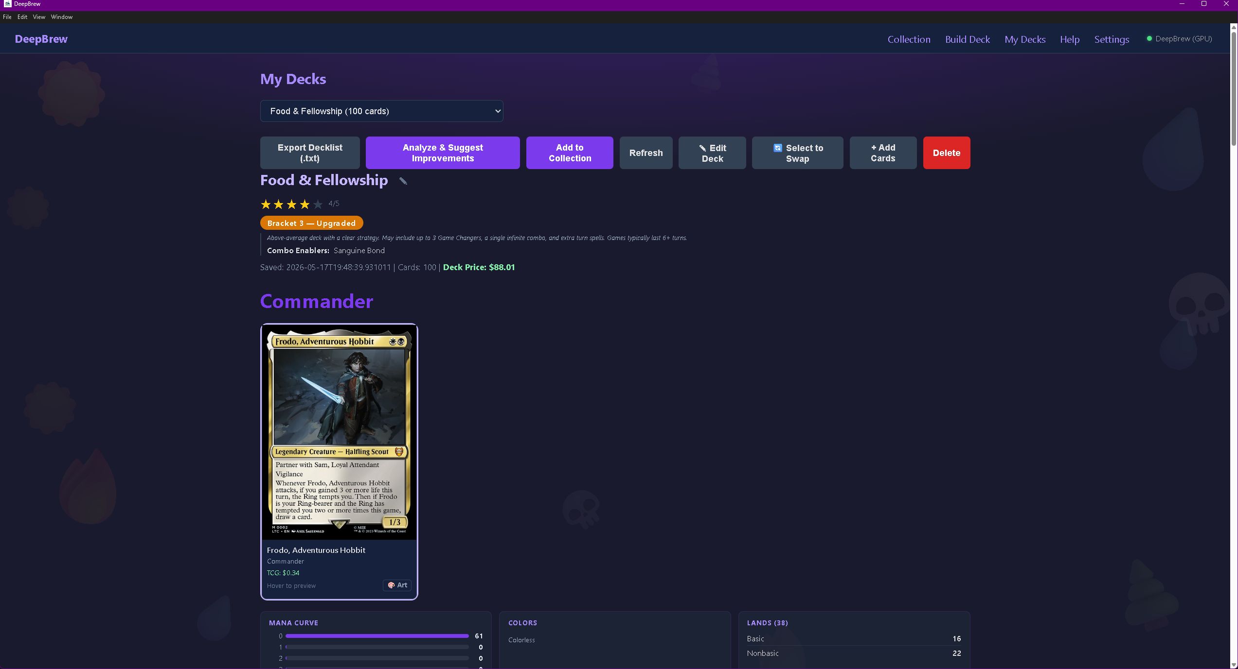 DeepBrew My Decks page